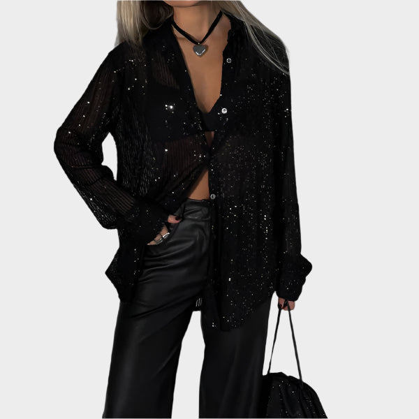 Selina Sequin Party Blouse – Sparkling Women’s Long Sleeve Top
