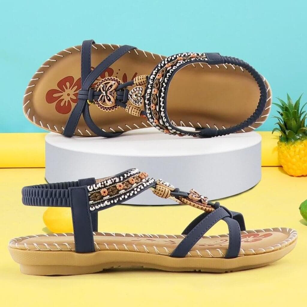 Mariela Women’s Sandals – Elastic Slingback Flats with Cushioned Sole