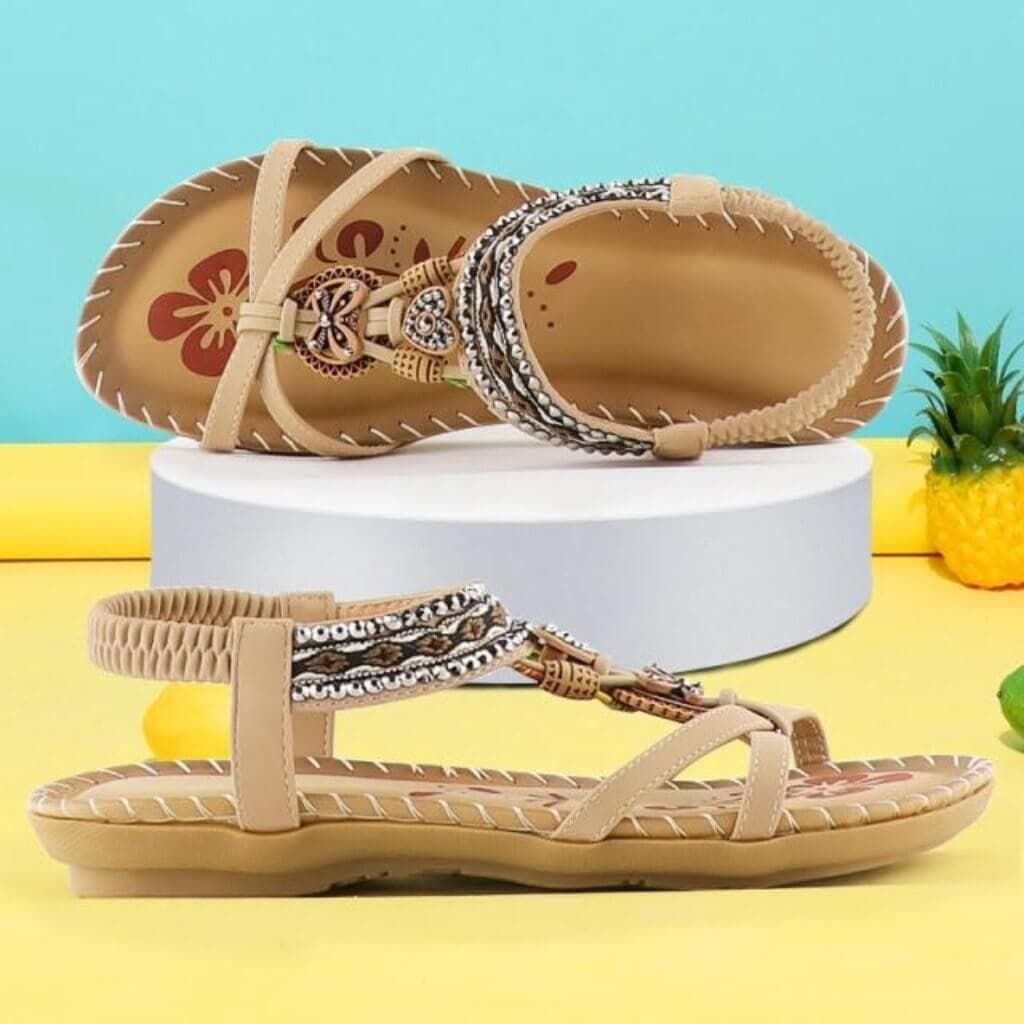 Mariela Women’s Sandals – Elastic Slingback Flats with Cushioned Sole