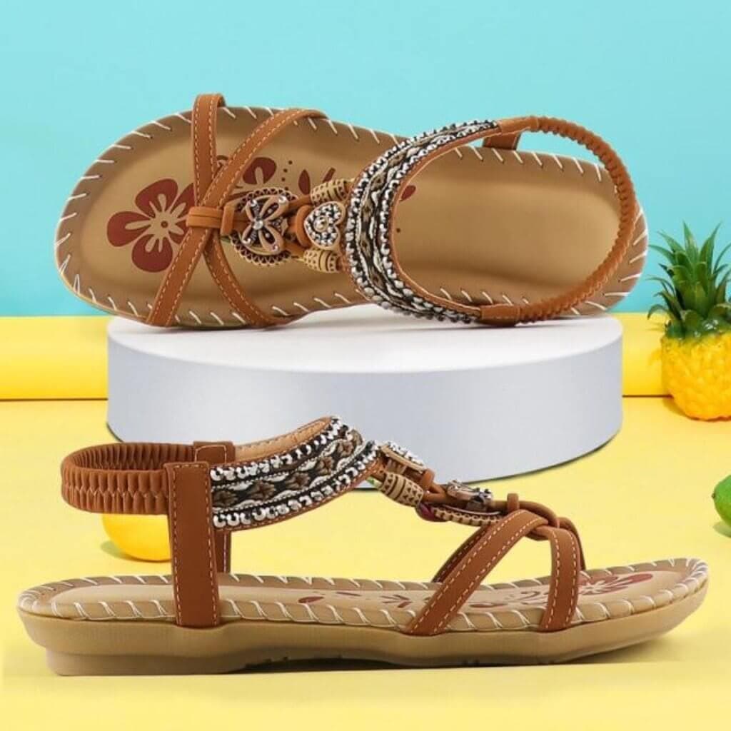 Mariela Women’s Sandals – Elastic Slingback Flats with Cushioned Sole
