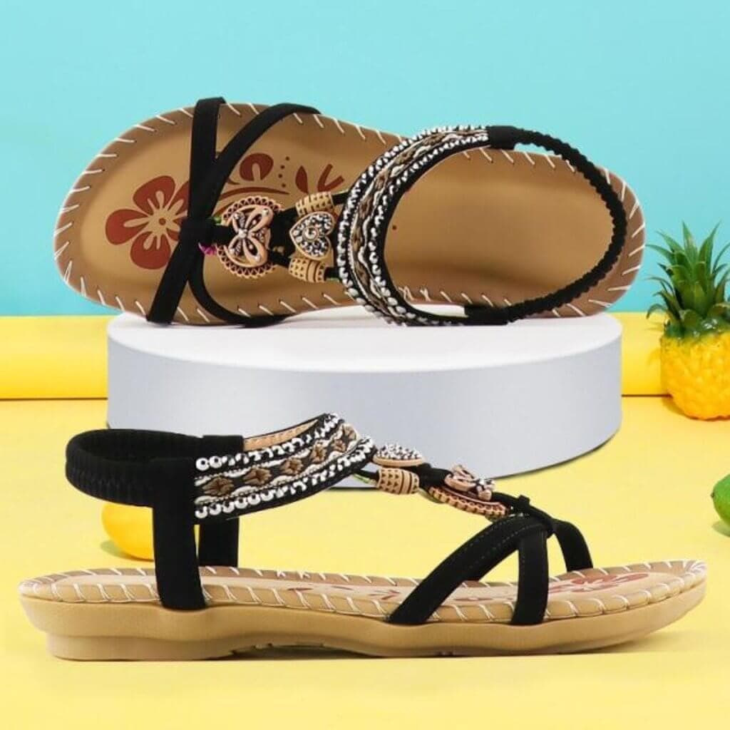 Mariela Women’s Sandals – Elastic Slingback Flats with Cushioned Sole