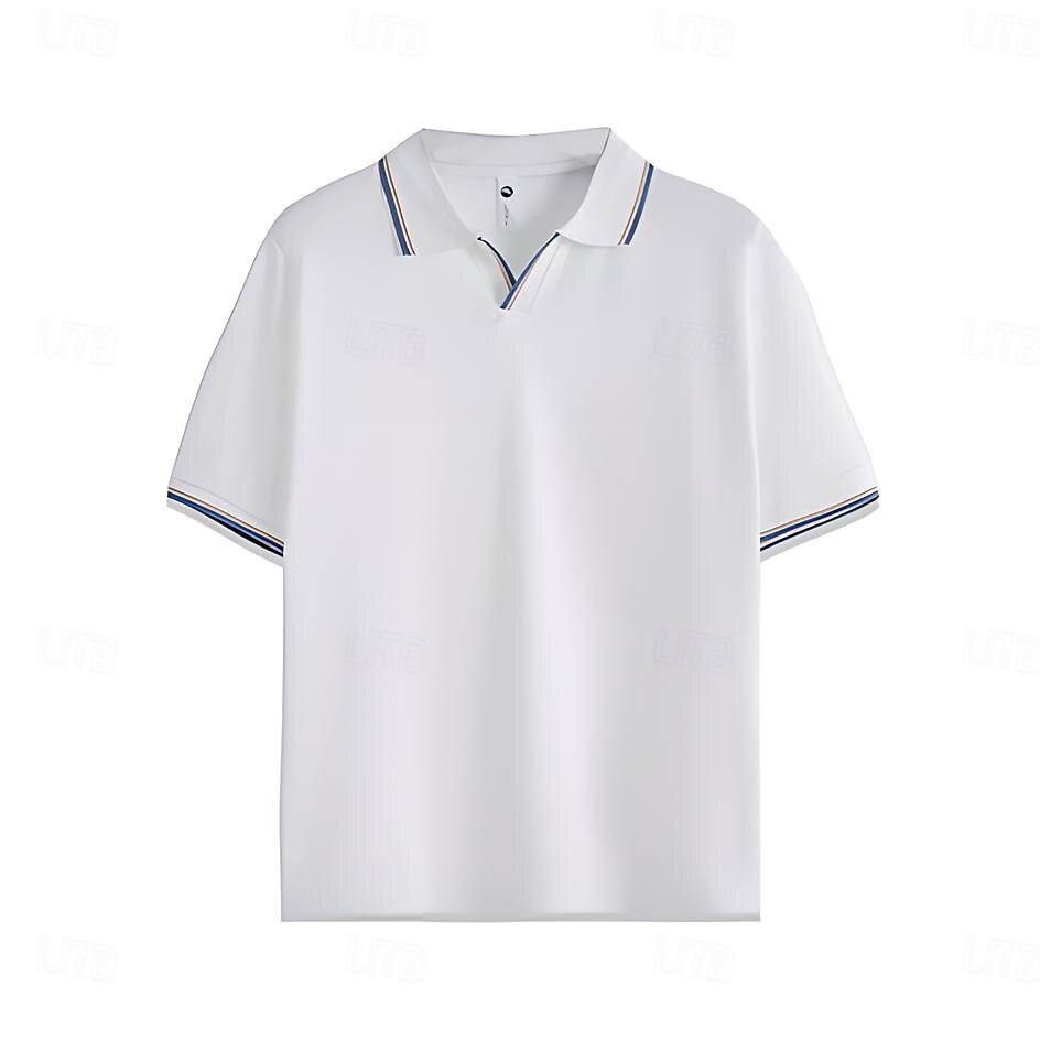 Soren Men’s V-Neck Polo Shirt – Colour-Block Design with Stripe Trim