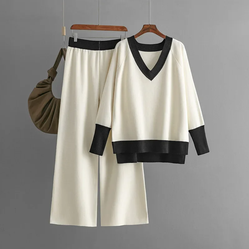 Savina Knit Lounge Set – Heavyweight Knit with Wide-Leg Pants