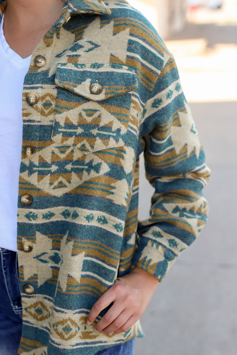 Stylish Aztec Western Vest Shacket