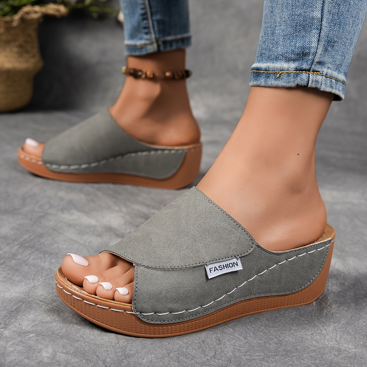 Sakura Women’s Wedge Sandals – Cushioned Slip-On Design with Arch Support