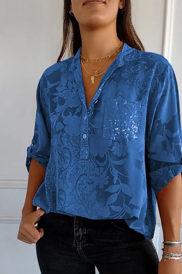 Stella Elegant Sequin Blouse – Lightweight Polyester with Relaxed Fit