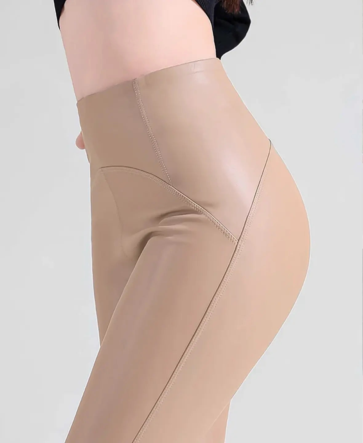 Mila Women’s Faux Leather Leggings – Fleece-Lined High Waist for Winter Comfort