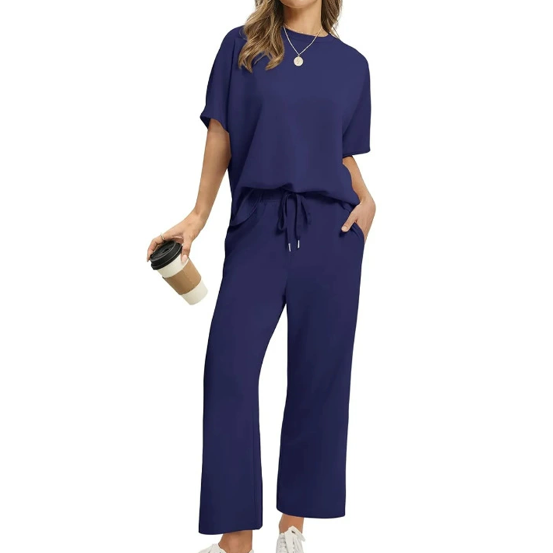 Sarah Lounge Set – Women’s Casual Two-Piece with Drawstring Waist & Slim Ankle Pants