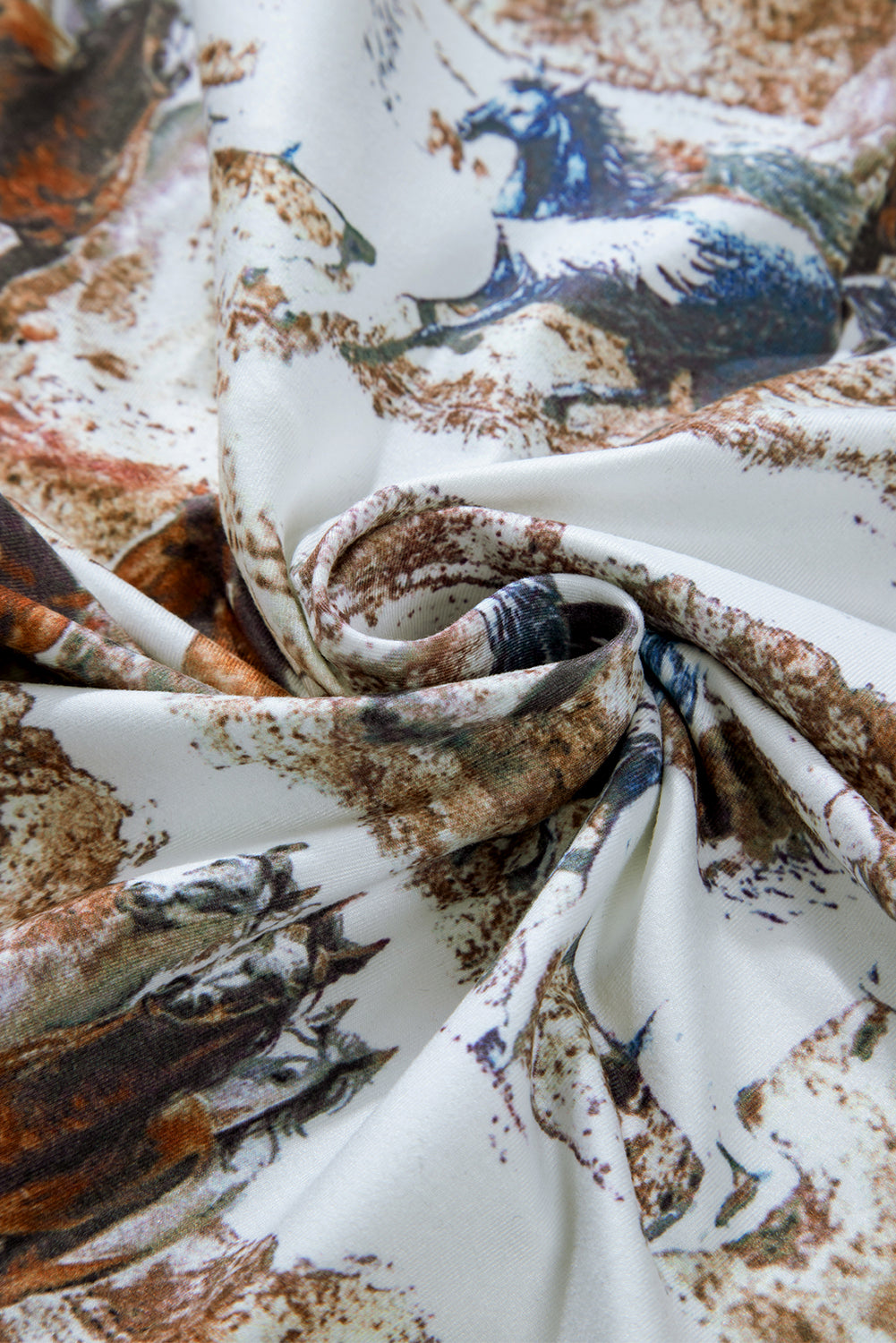 Stylish Brown High Neck Top with Western Horse Print