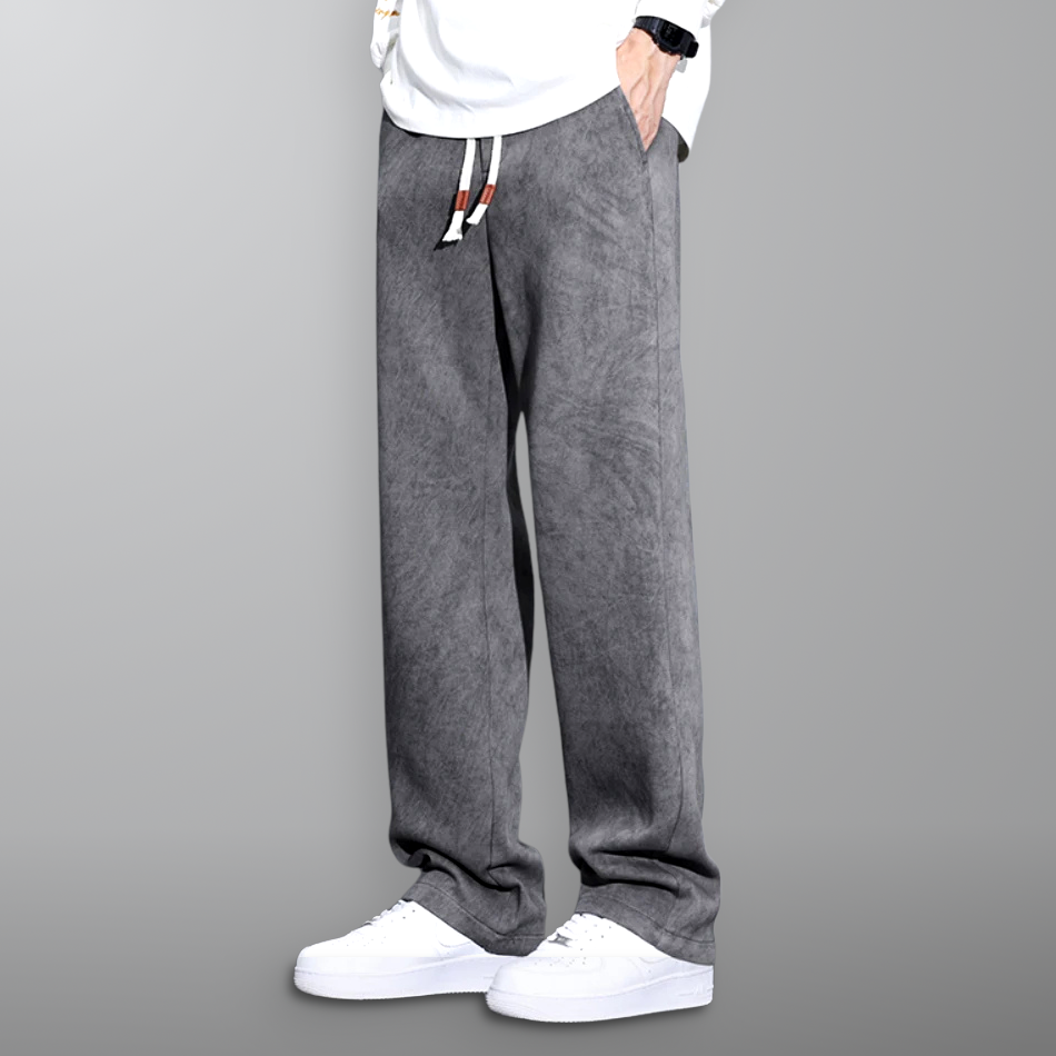 Tyron Men’s Straight Leg Sweatpants – Cotton Blend with Tonal Concrete Pattern