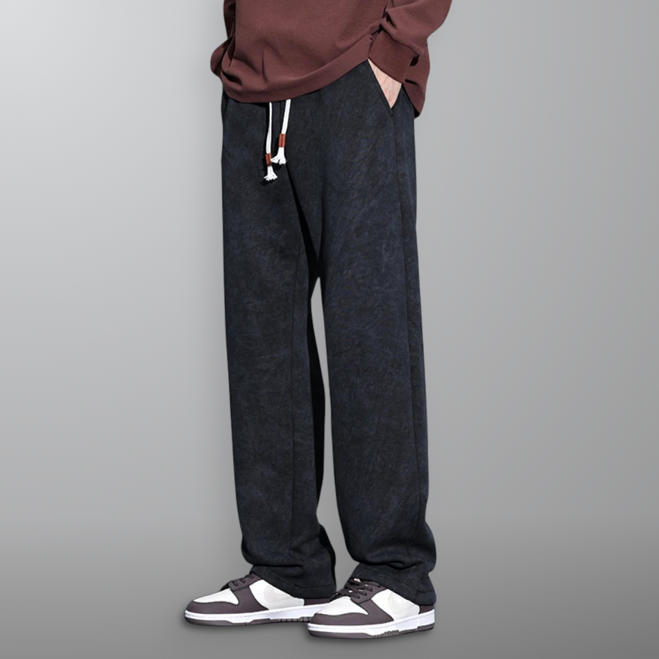 Tyron Men’s Straight Leg Sweatpants – Cotton Blend with Tonal Concrete Pattern