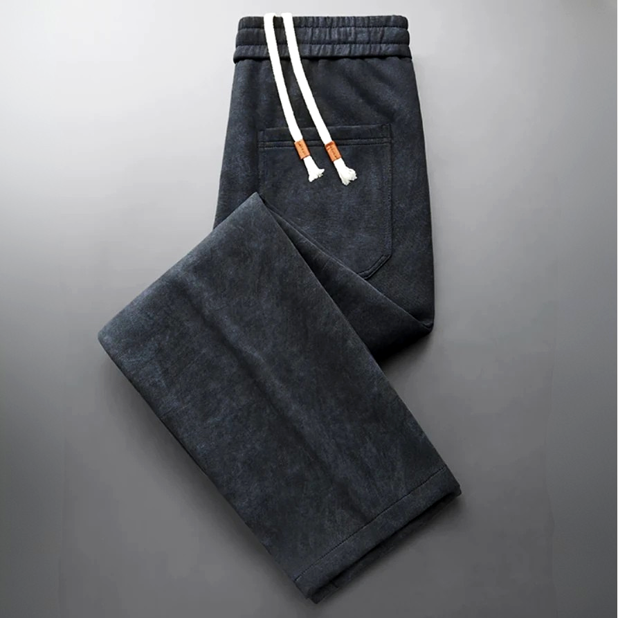 Tyron Men’s Straight Leg Sweatpants – Cotton Blend with Tonal Concrete Pattern