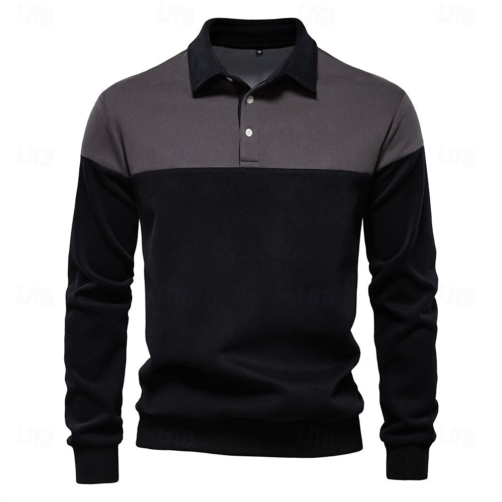 Patrick Men’s Polo Sweater – Cotton Knit Pullover with Colourblock Design
