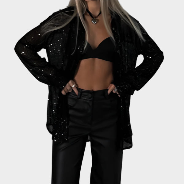 Selina Sequin Party Blouse – Sparkling Women’s Long Sleeve Top