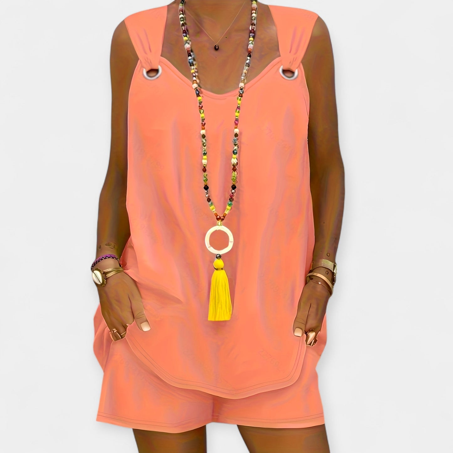 Lydia Women's Sleeveless Blouse & Shorts Set – Lightweight Summer Co-Ord