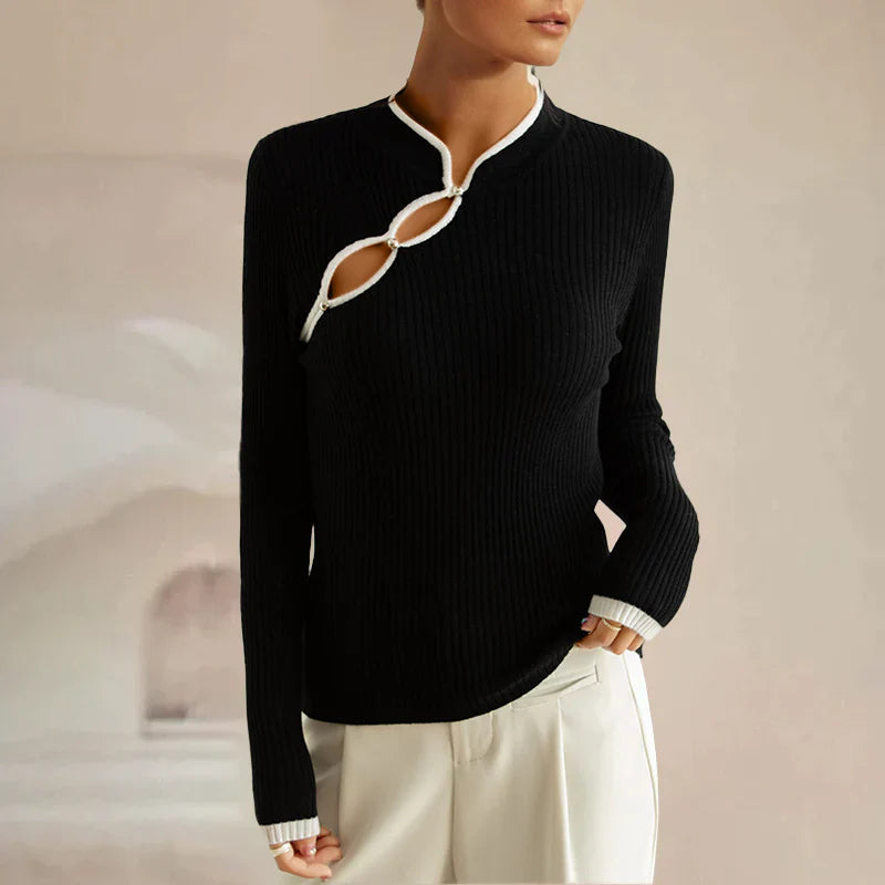 Isabelle Women’s Sweater – Merino Wool Pullover with Elegant Button Detail