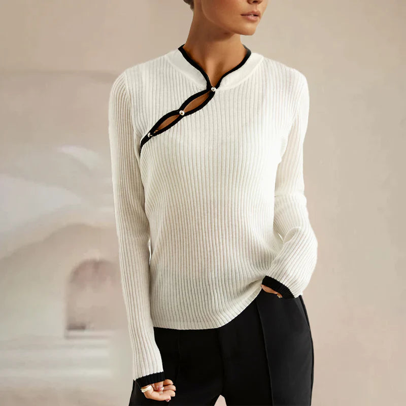 Isabelle Women’s Sweater – Merino Wool Pullover with Elegant Button Detail