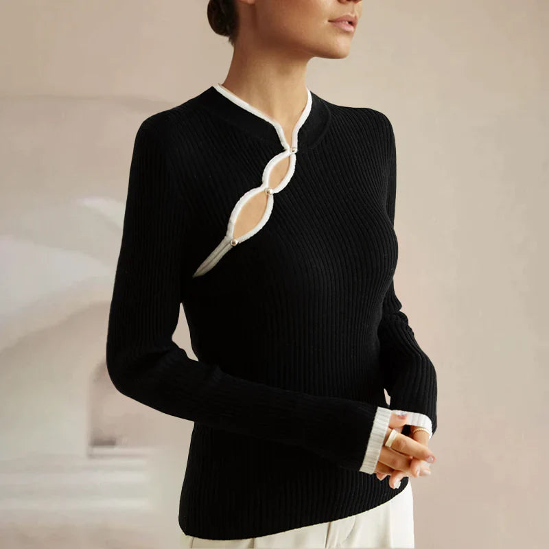 Isabelle Women’s Sweater – Merino Wool Pullover with Elegant Button Detail