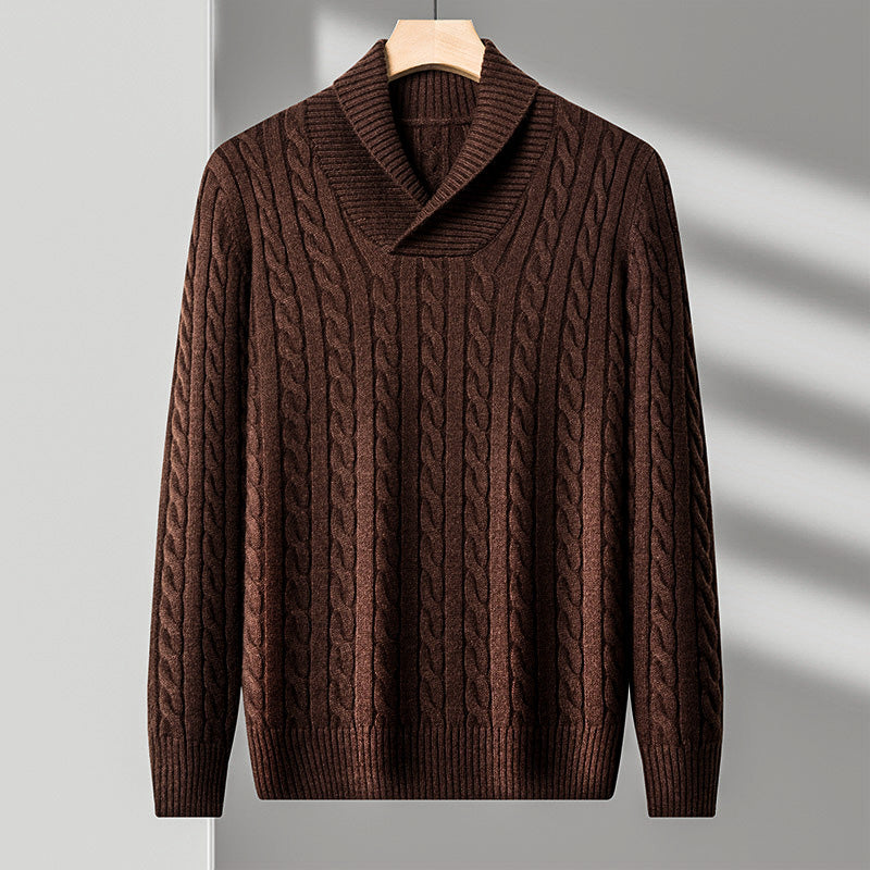 Ashton Cable Knit Sweater – Soft Shawl Collar Pullover for Timeless Layering