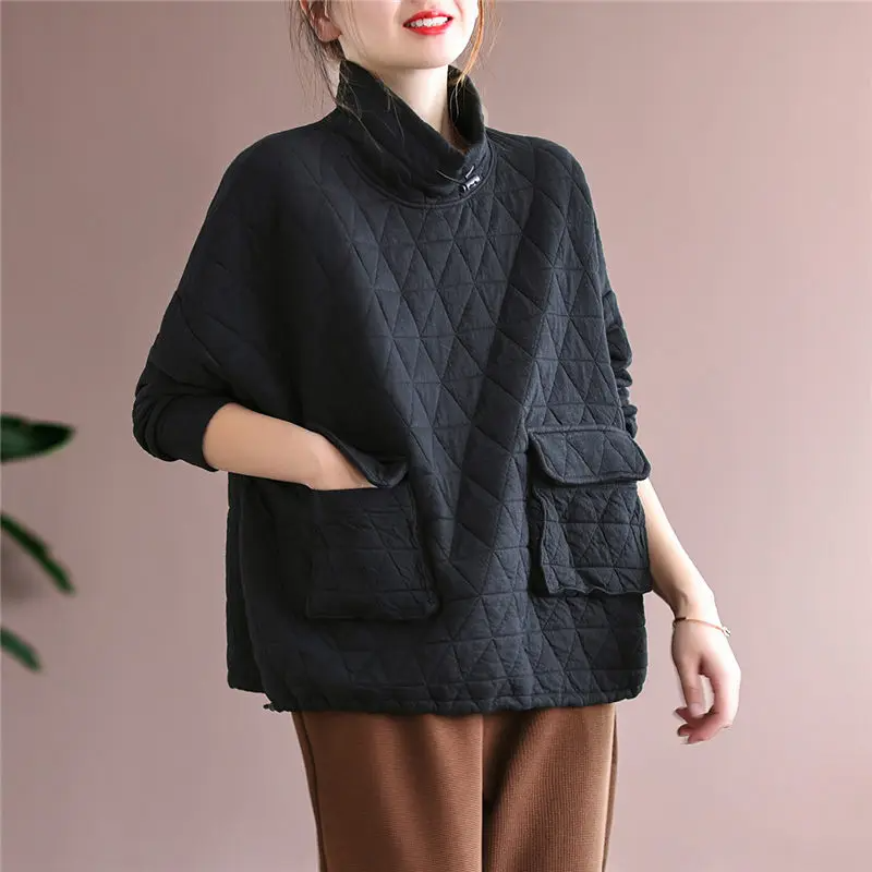 Amelia Women's Quilted Pullover – Lightweight Cotton Relaxed Fit Sweater