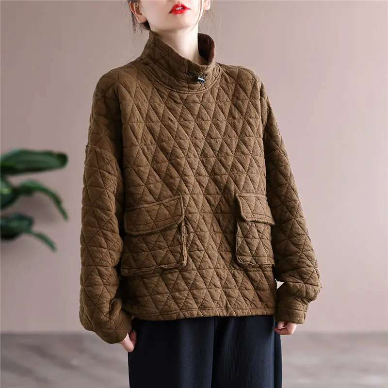 Amelia Women's Quilted Pullover – Lightweight Cotton Relaxed Fit Sweater