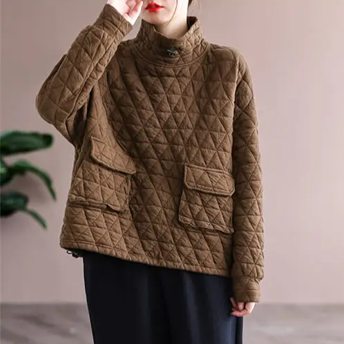Amelia Women's Quilted Pullover – Lightweight Cotton Relaxed Fit Sweater