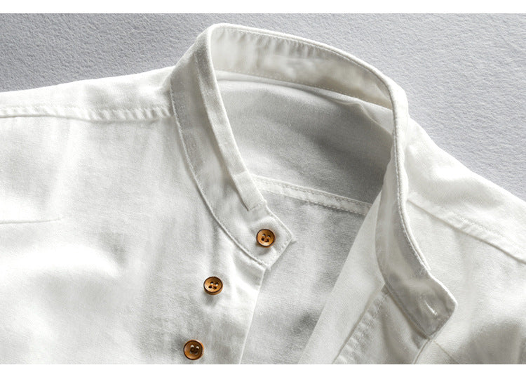 Ravi Men’s Linen Shirt – Long Sleeve Mandarin Collar Casual Wear