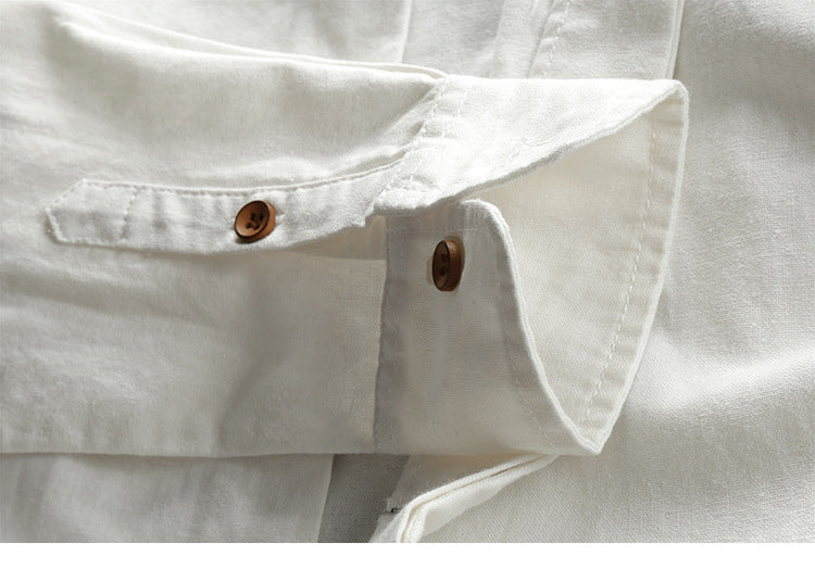 Ravi Men’s Linen Shirt – Long Sleeve Mandarin Collar Casual Wear