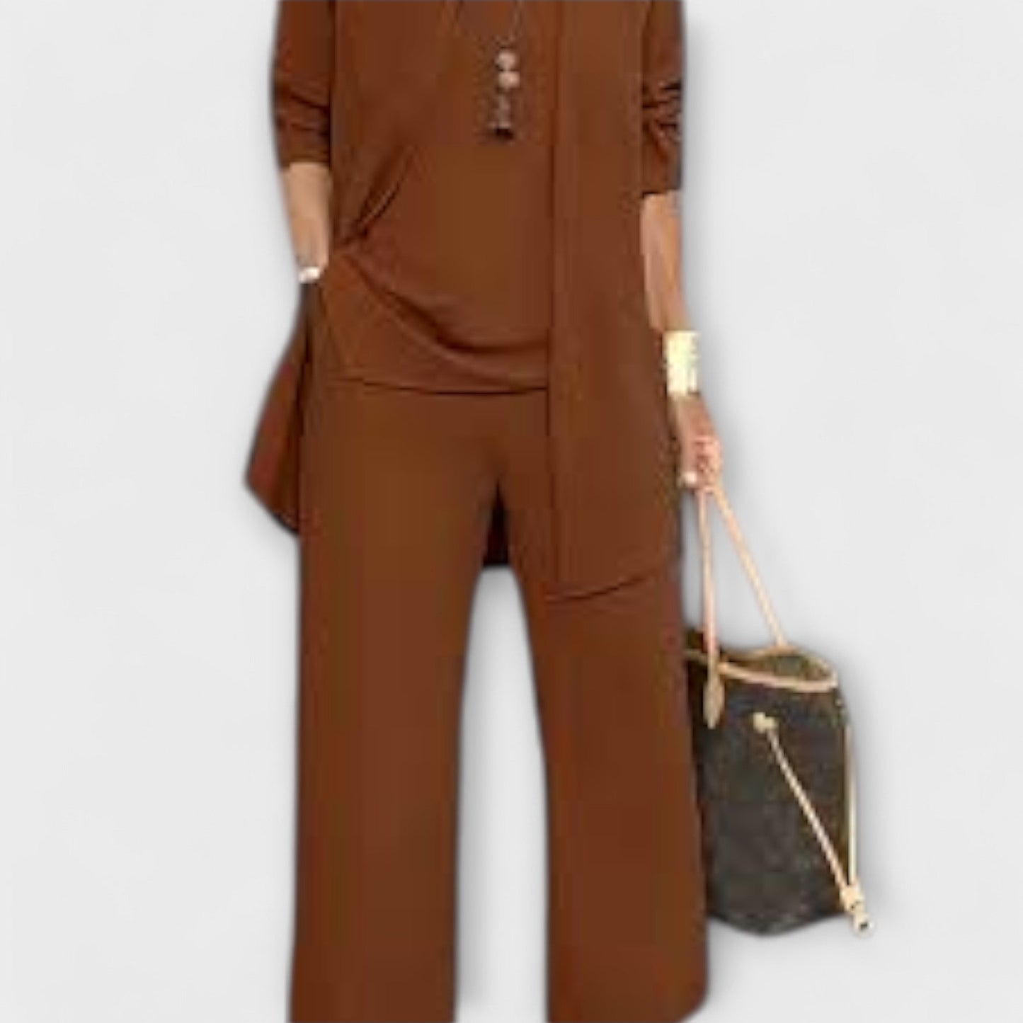 Zinnia Women’s Lounge Set – Soft Knit Cardigan, Top and Trousers