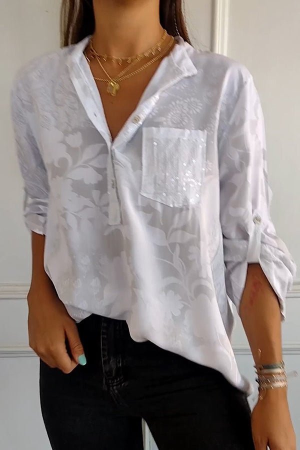 Stella Elegant Sequin Blouse – Lightweight Polyester with Relaxed Fit
