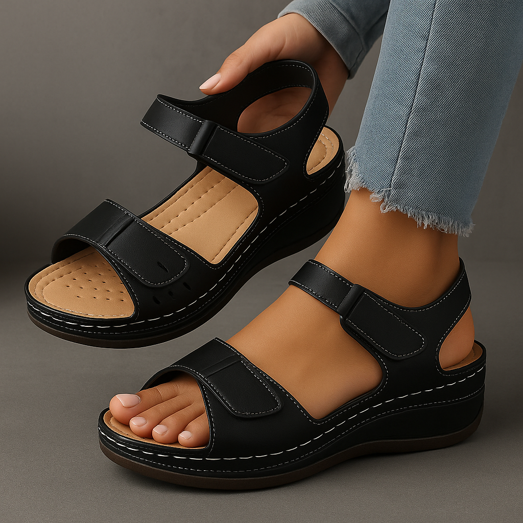 Amara Women’s Sandals – Soft Vegan Leather with Adjustable Fit