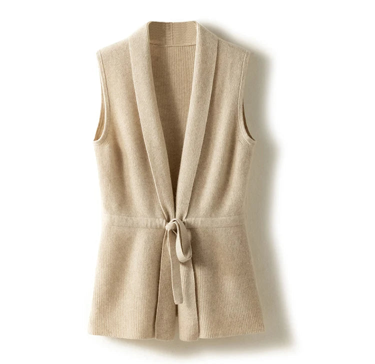 Maya Women’s Merino Wool Vest – Lightweight Layering with Waist Tie