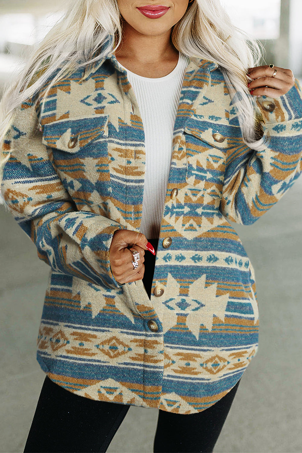 Stylish Aztec Western Vest Shacket