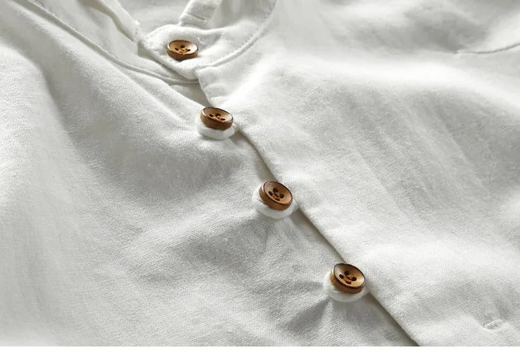Ravi Men’s Linen Shirt – Long Sleeve Mandarin Collar Casual Wear