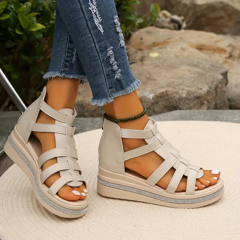 Safia Women’s Wedge Sandals – Elegant Slip-On Design with Comfortable Lift