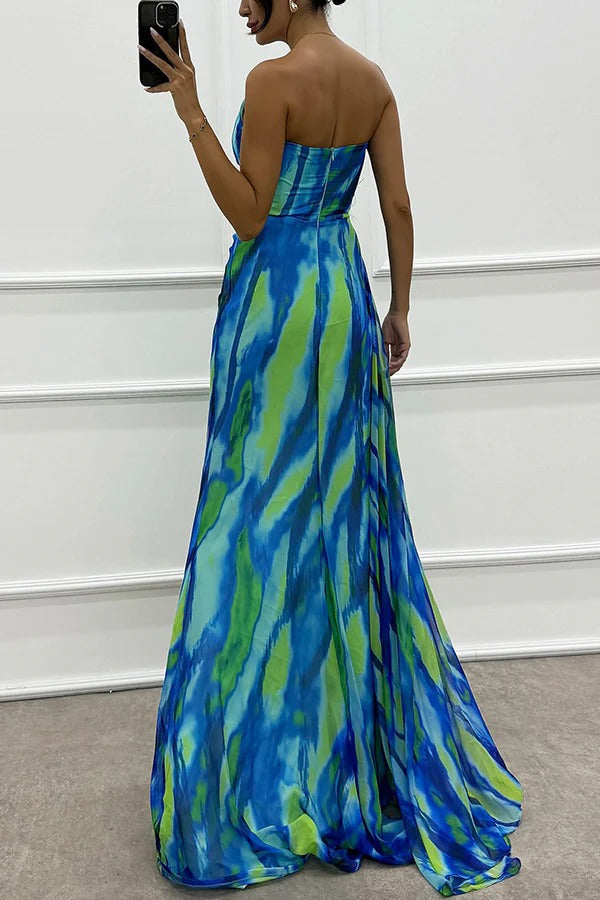Sierra One-Shoulder Maxi Dress – Bold Print with Side Slit for Summer Events