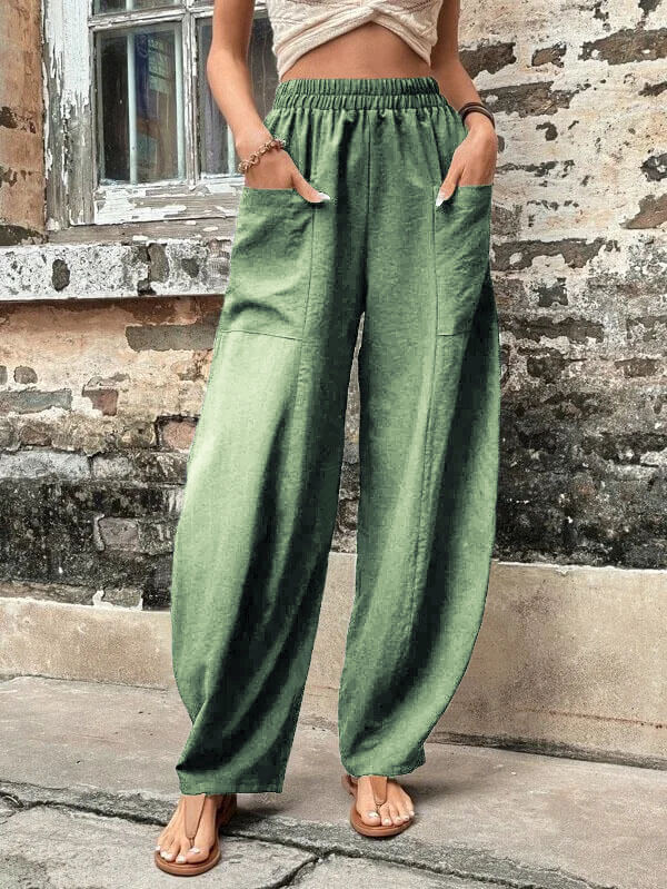 Zaira Women’s Wide-Leg Pants – Lightweight Fabric with Deep Pockets & Relaxed Fit