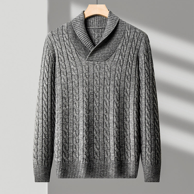 Ashton Cable Knit Sweater – Soft Shawl Collar Pullover for Timeless Layering