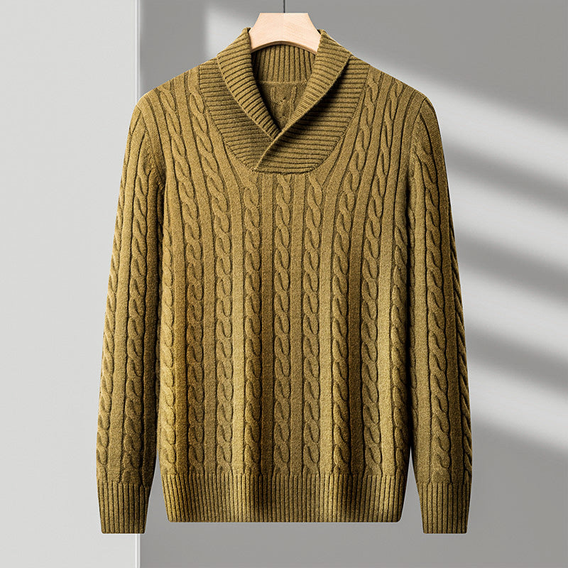 Ashton Cable Knit Sweater – Soft Shawl Collar Pullover for Timeless Layering