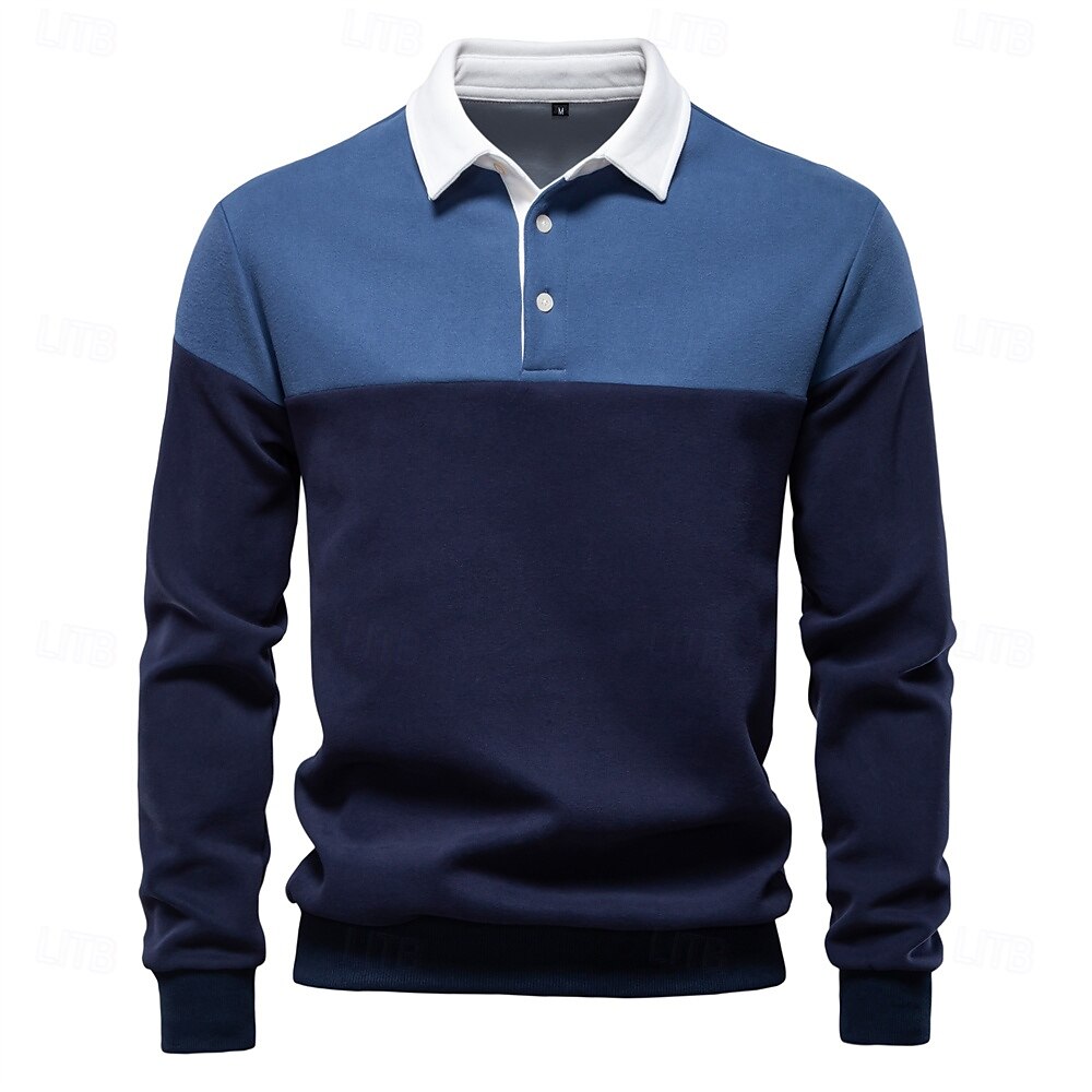 Patrick Men’s Polo Sweater – Cotton Knit Pullover with Colourblock Design