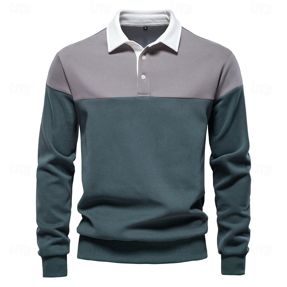 Patrick Men’s Polo Sweater – Cotton Knit Pullover with Colourblock Design