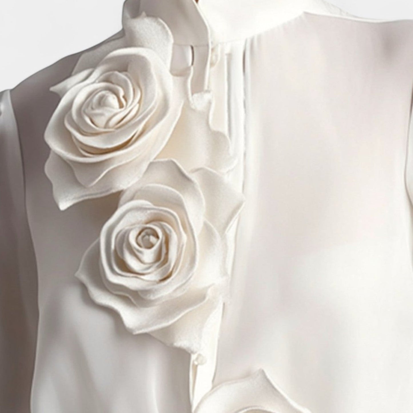 Althea Chiffon Blouse – 3D Rose Detail & Relaxed Fit