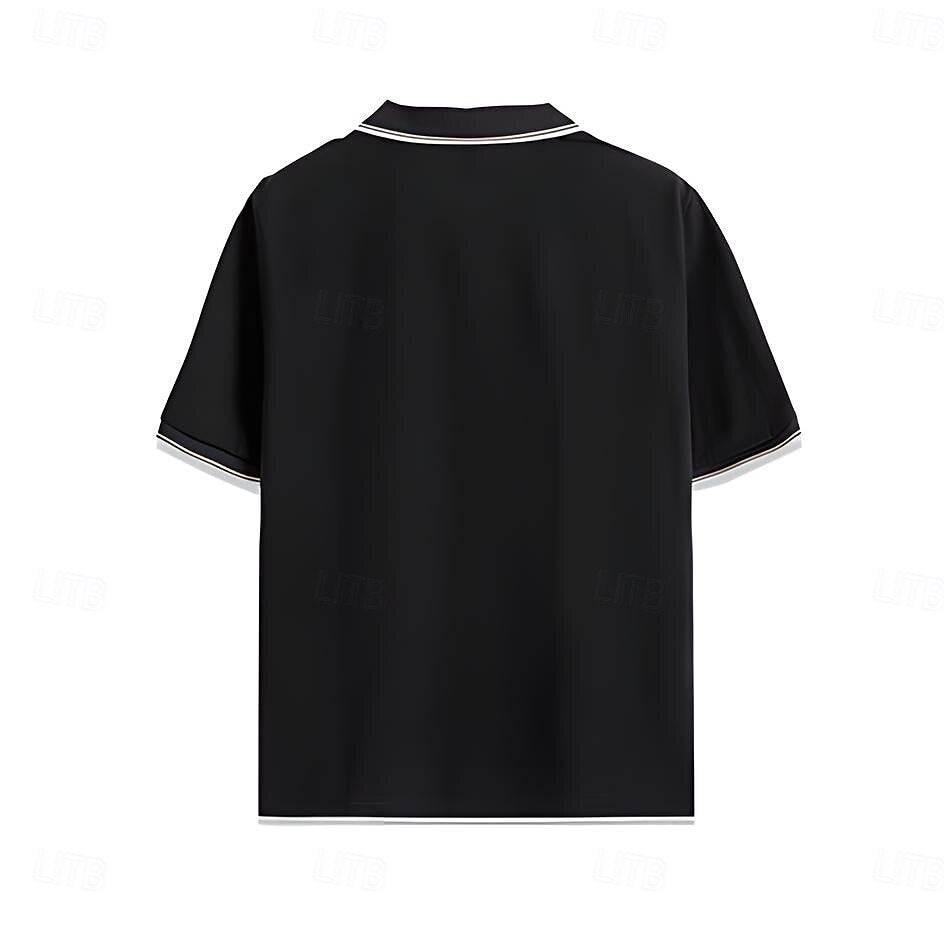Soren Men’s V-Neck Polo Shirt – Colour-Block Design with Stripe Trim