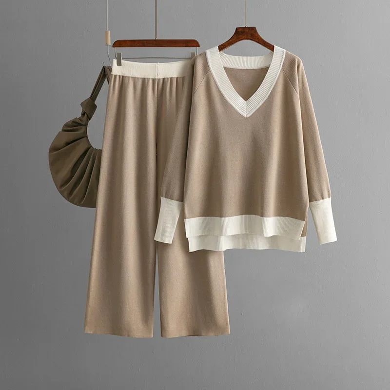 Savina Knit Lounge Set – Heavyweight Knit with Wide-Leg Pants