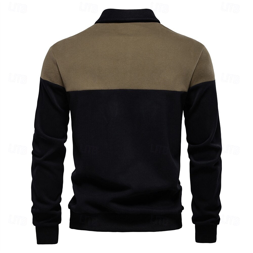 Patrick Men’s Polo Sweater – Cotton Knit Pullover with Colourblock Design