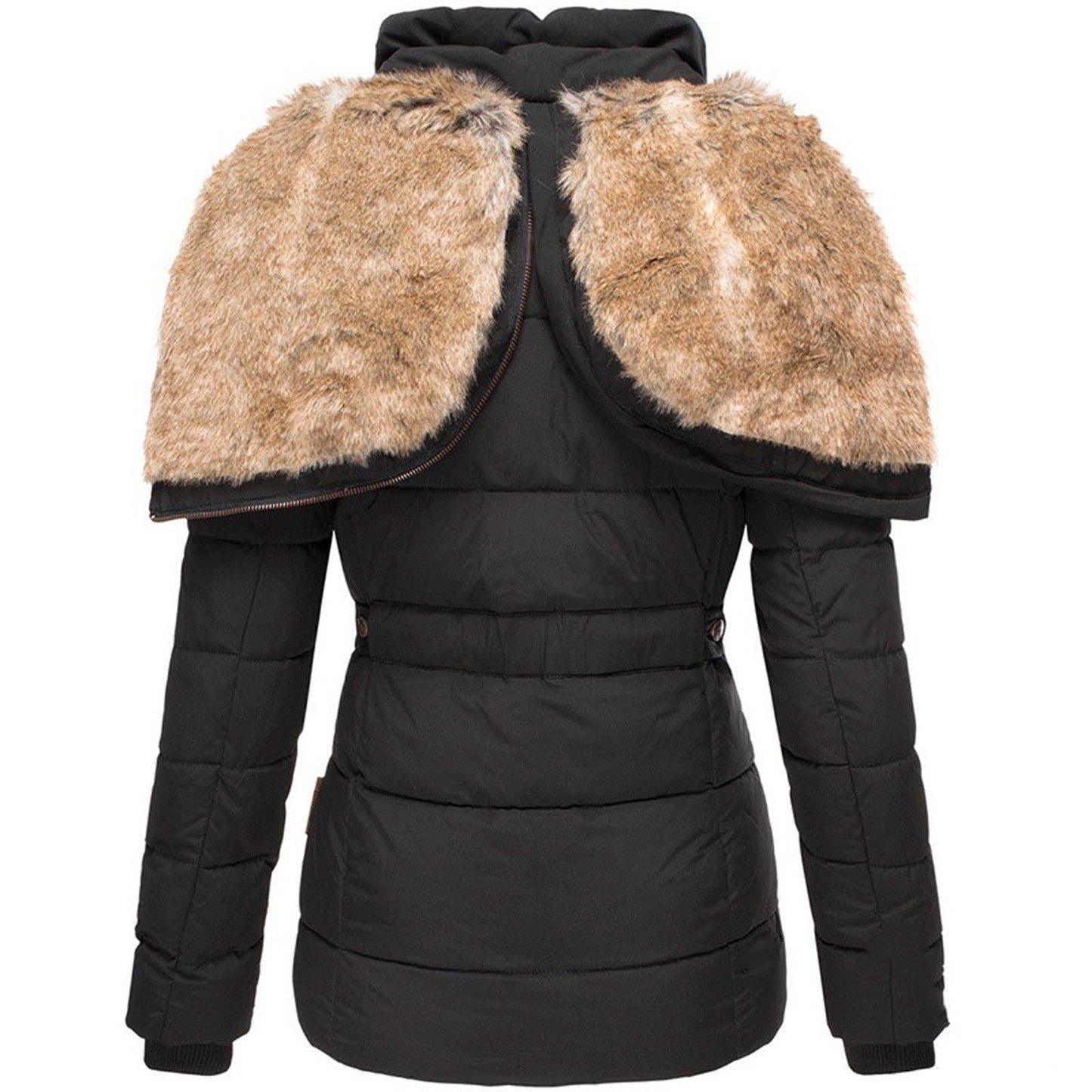 Elise Women’s Quilted Winter Coat – Faux Fur Hood with Insulated Warmth for Cold Days