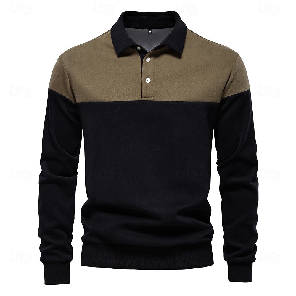Patrick Men’s Polo Sweater – Cotton Knit Pullover with Colourblock Design