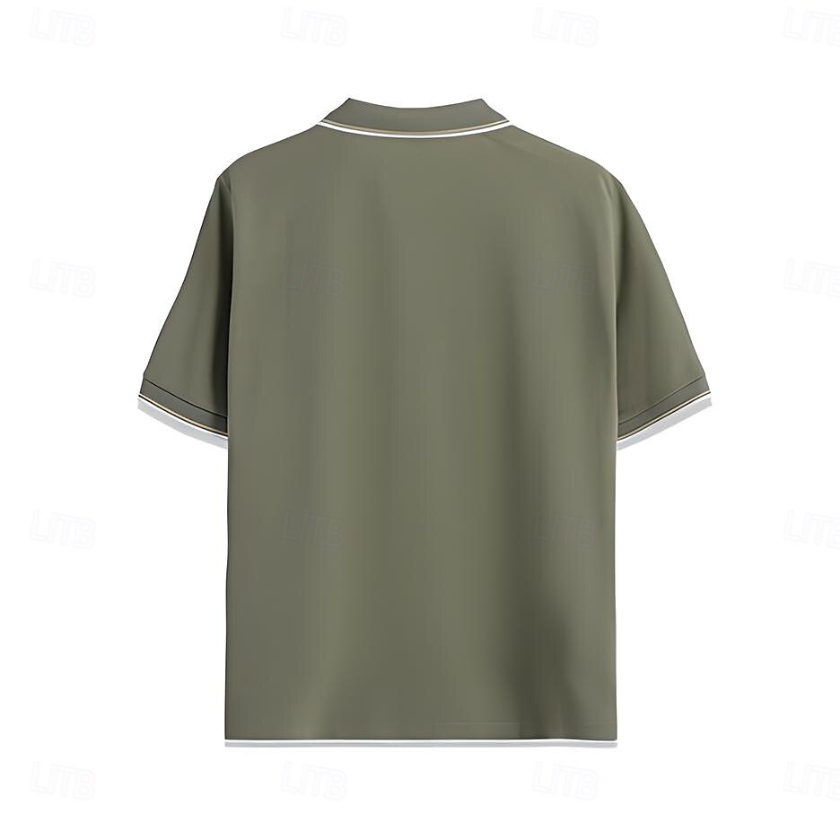 Soren Men’s V-Neck Polo Shirt – Colour-Block Design with Stripe Trim