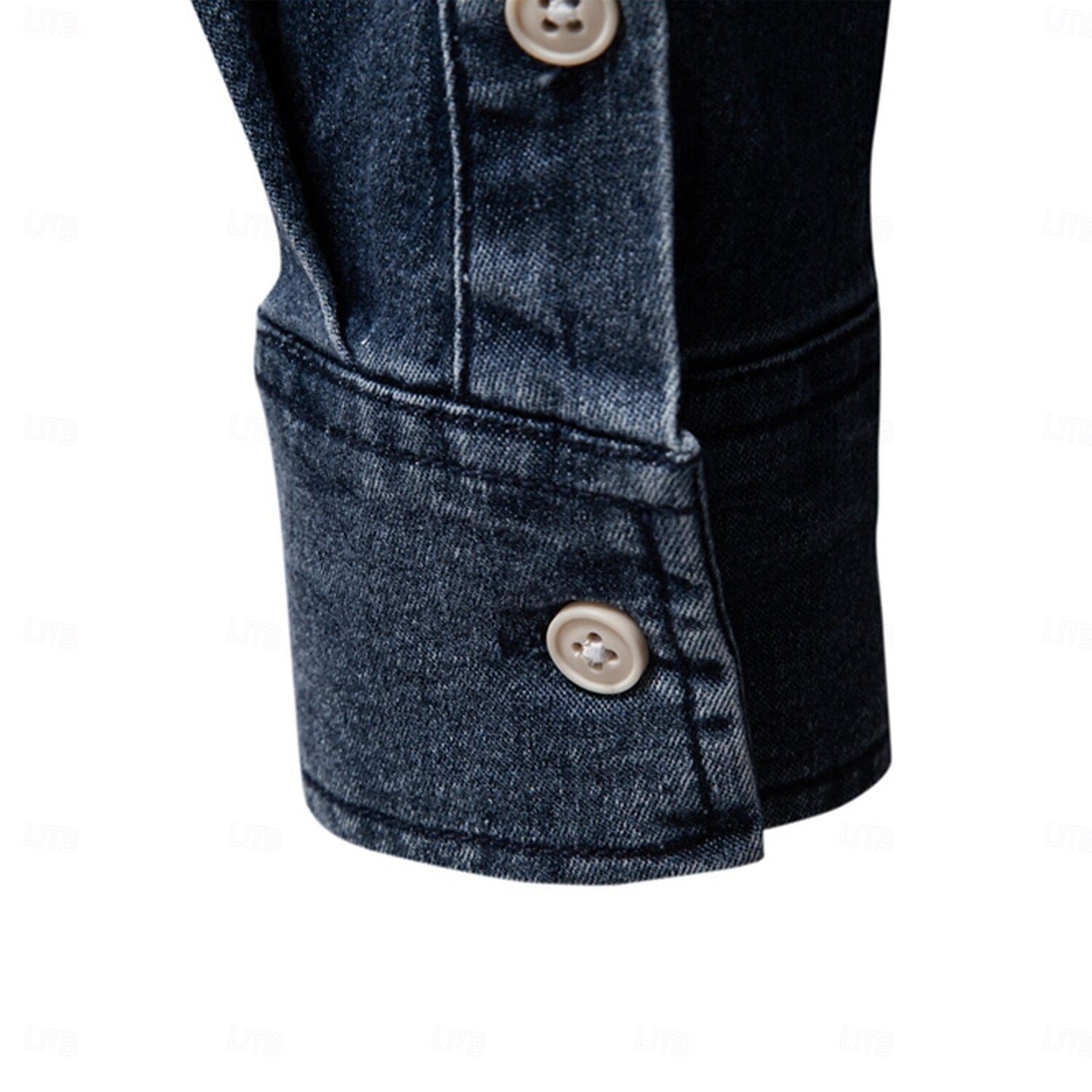 Emil Men’s Denim Shirt – Cotton Blend Long Sleeve with Button-Down Fit