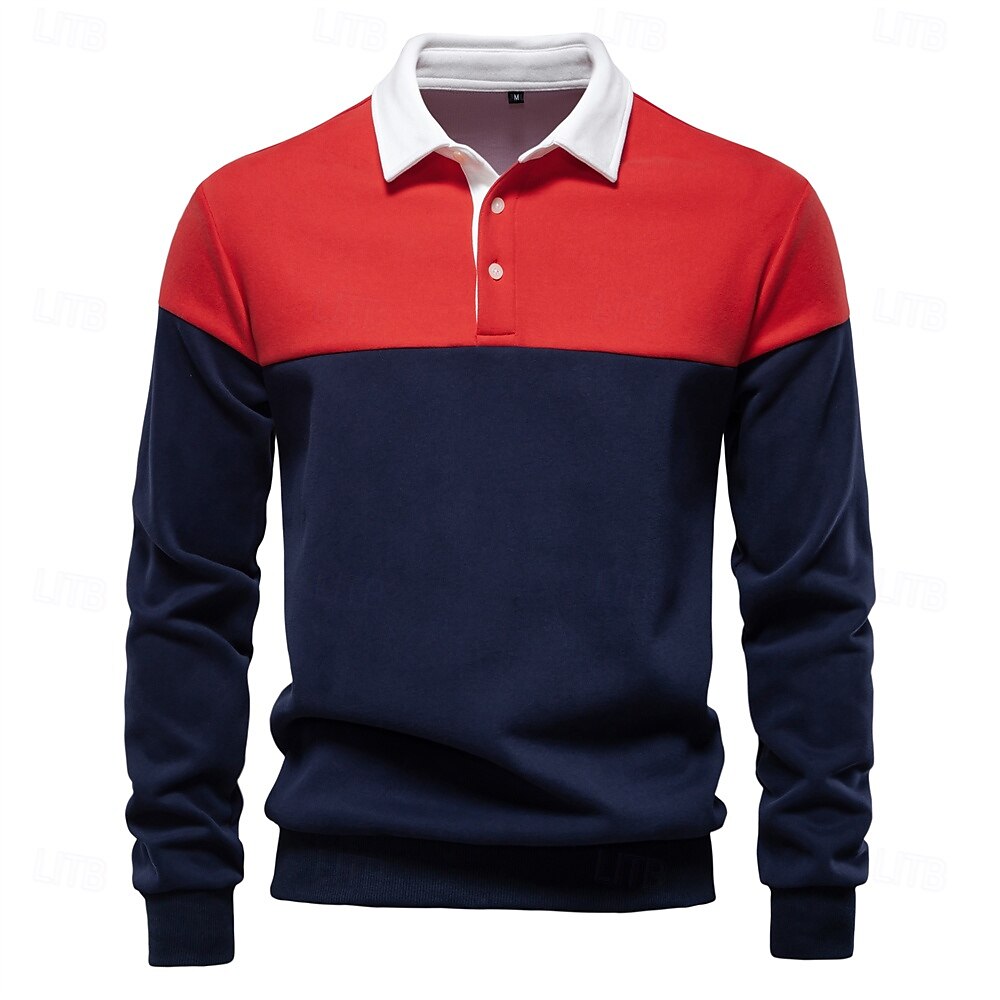 Patrick Men’s Polo Sweater – Cotton Knit Pullover with Colourblock Design